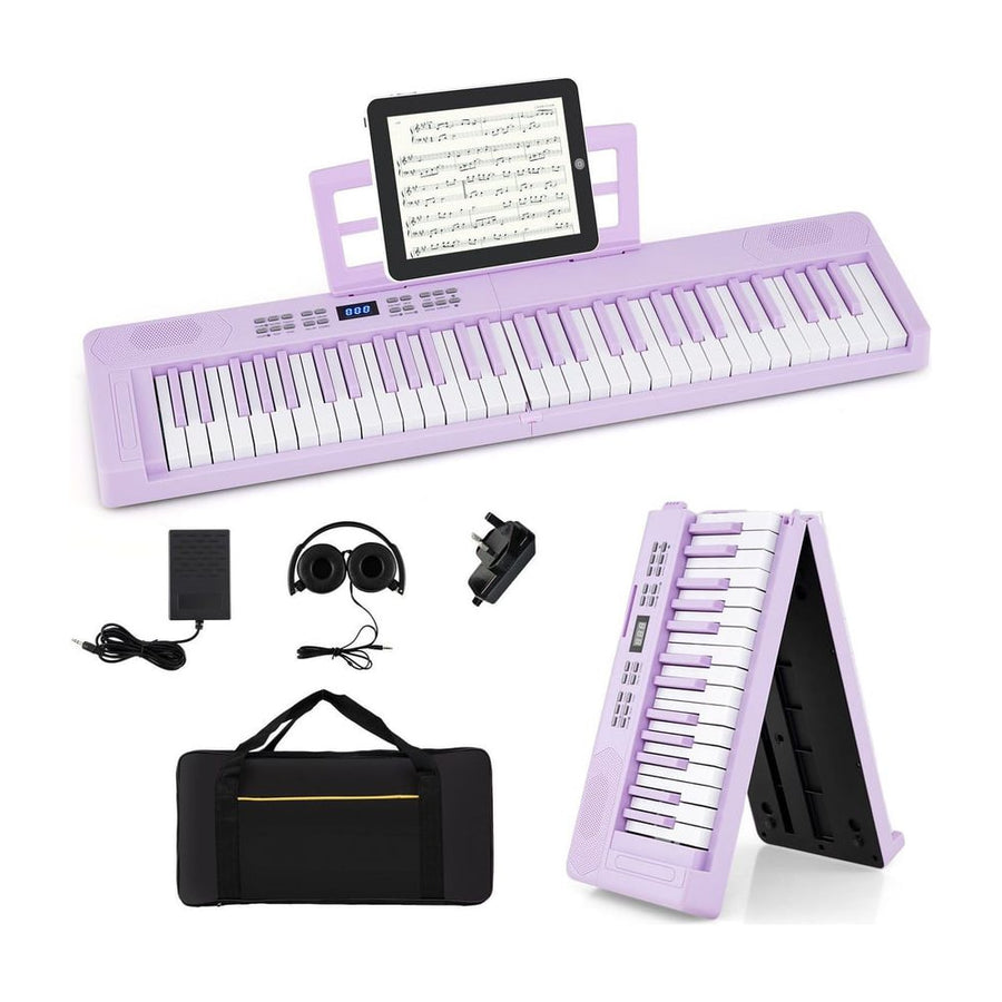 61-Key Foldable Piano Keyboard Full-size Electronic Keyboard with MIDI and Split Function-Purple