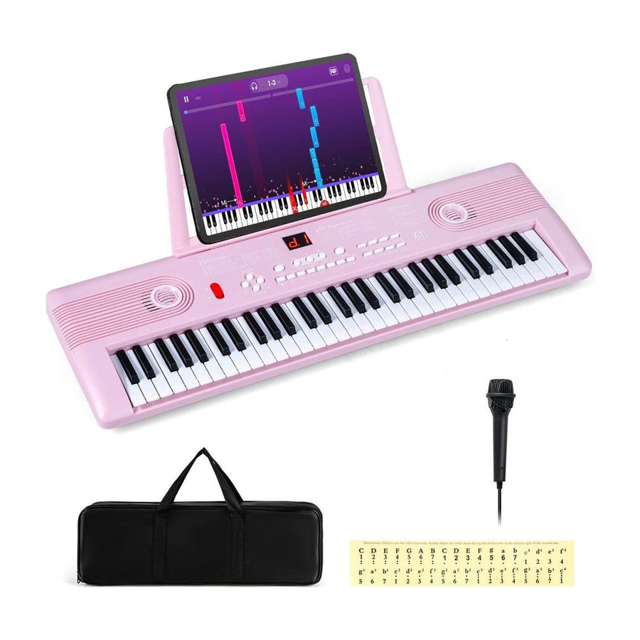 61 Key Keyboard Piano with Music Stand for Beginners-Pink