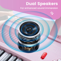 61 Key Keyboard Piano with Music Stand for Beginners-Pink