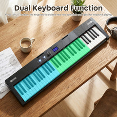 61 Keys Beginners Piano Keyboard Electric Keyboard Kit with Adjustable Stand-Black