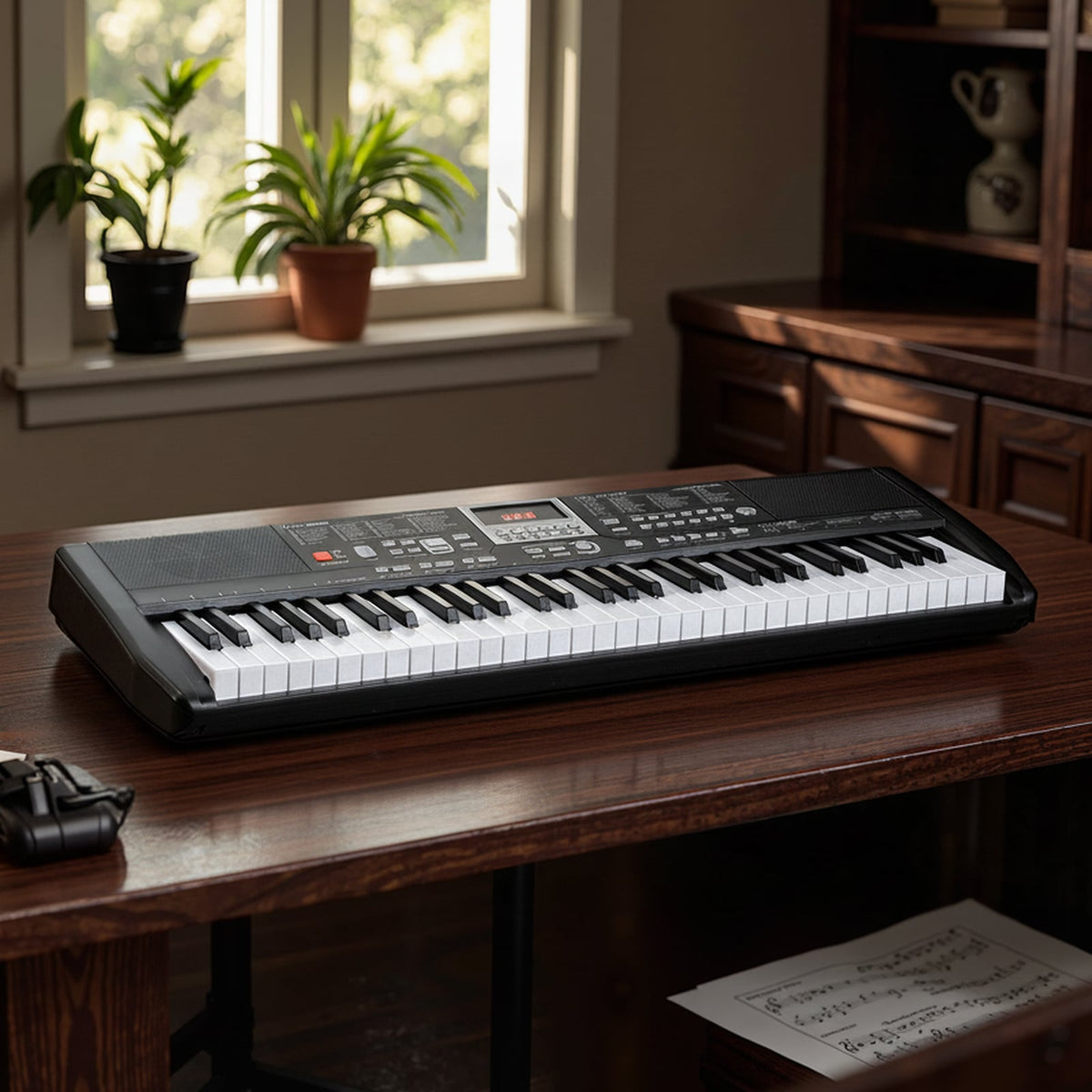 61 Keys Beginners Piano Keyboard in Black, image 2