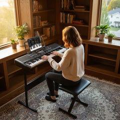 61 Keys Beginners Piano Keyboard in Black, image 3