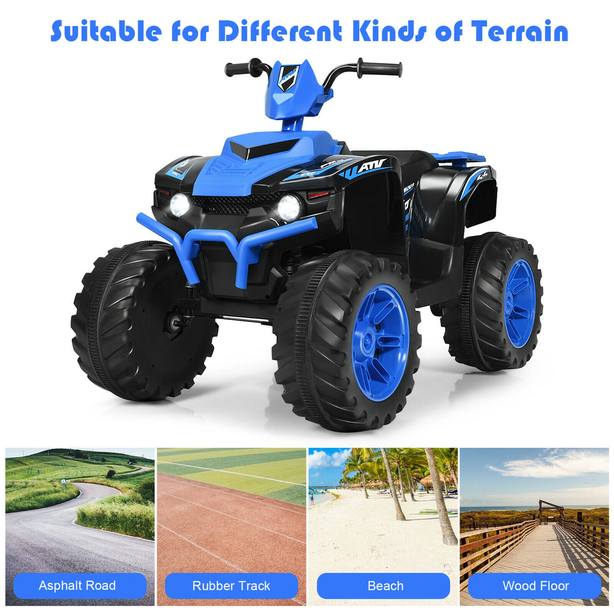 12v Electric Kids Ride On ATV / Quad Bike-Blue