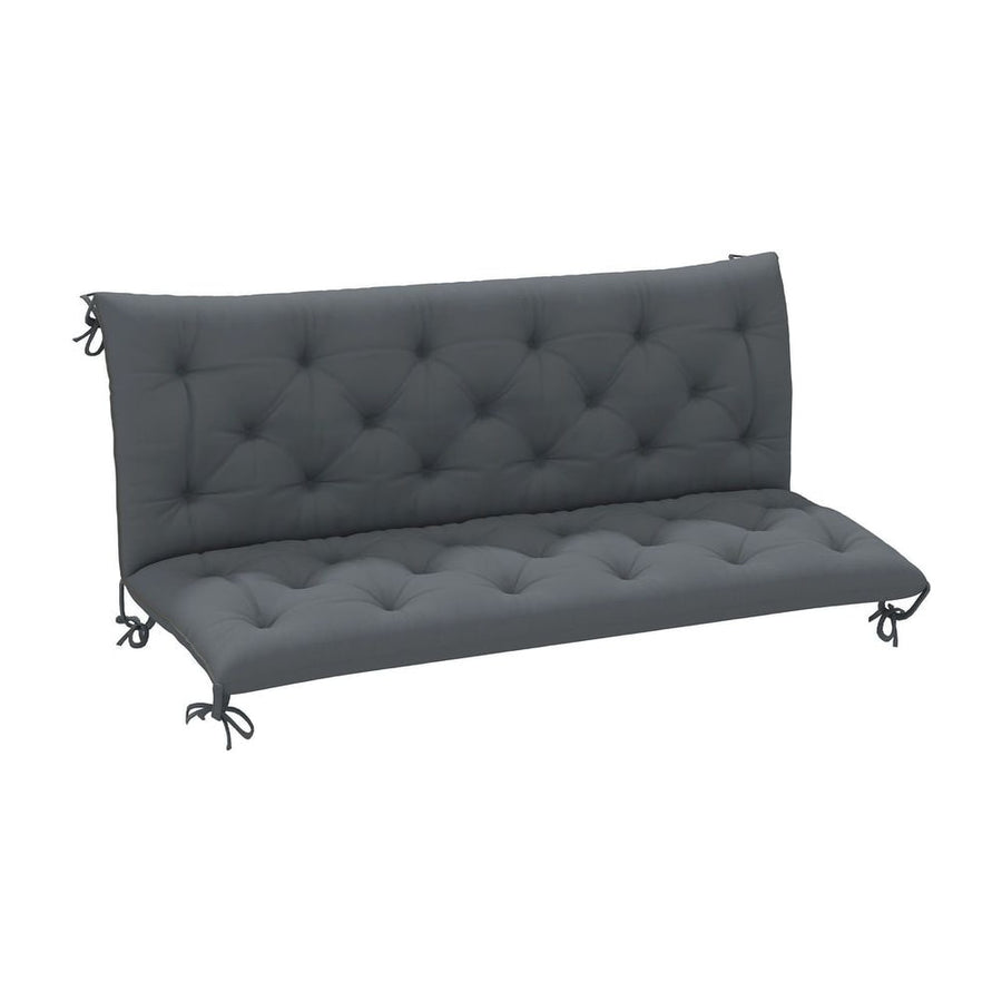 Outsunny 3 Seater Bench Cushion, Garden Chair Cushion with Back and Ties for Indoor and Outdoor Use, 98 x 150 cm, Dark Grey