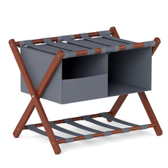 68 cm Foldable Bamboo Luggage Rack in Rustic Brown, image 4