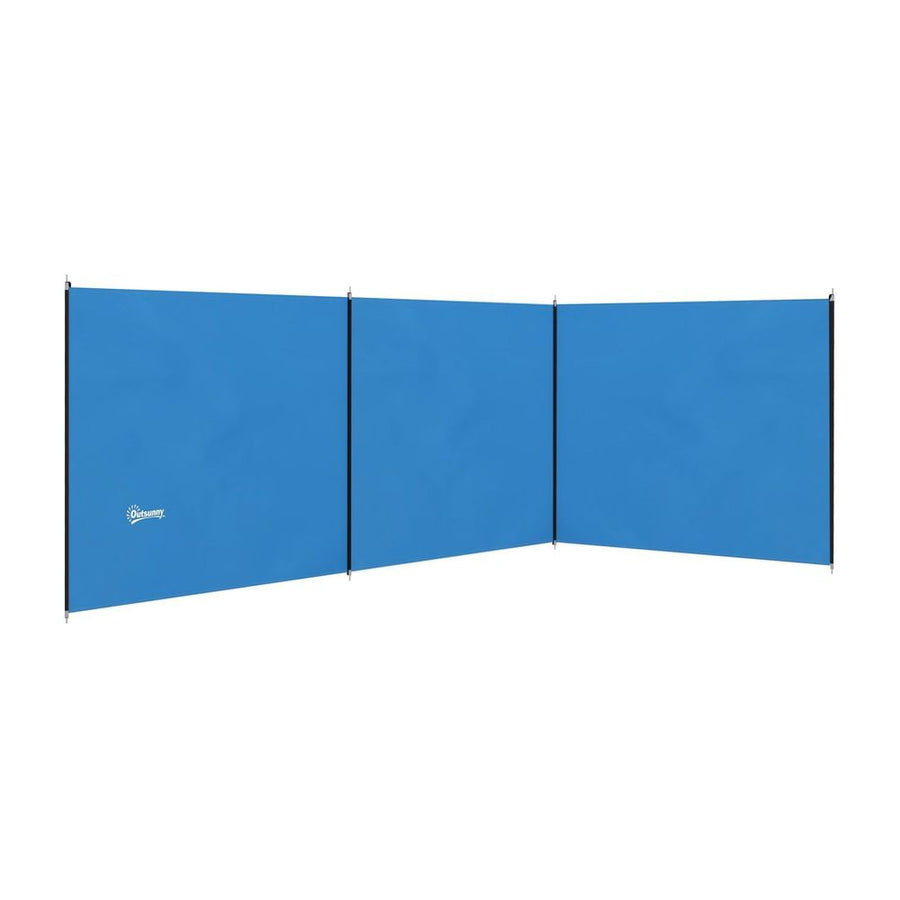 Outsunny 4 Pole Camping Windbreaks, Beach Wind Shield Shelter with Carry Bag and Steel Poles, Outdoor Caravan Privacy Shield