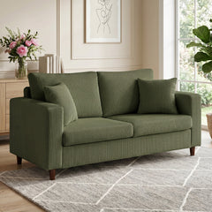HOMCOM Loveseat Sofa with Wide Seat, Corduroy 2 Seater Couch with Deep Seat, Spring Cushion, Green