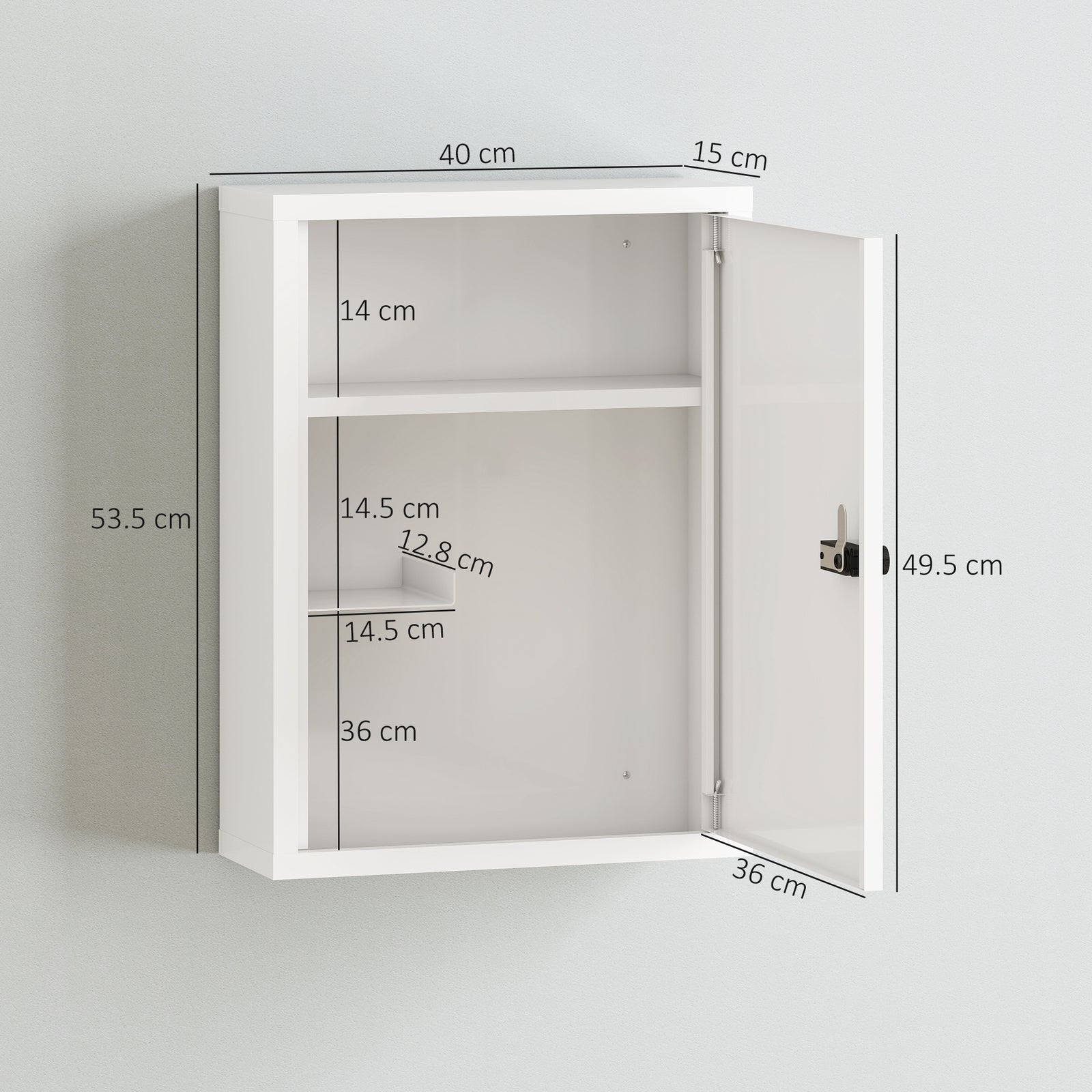 HOMCOM Wall Mount Medicine Cabinet, Bathroom Cabinet with Combination Lock, Door and Storage Shelves, White