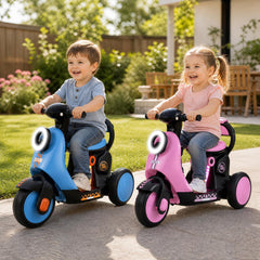 6V Battery Powered Ride on Motorcycle with Light-Up Deck and Music for Kids Aged 3+-Blue
