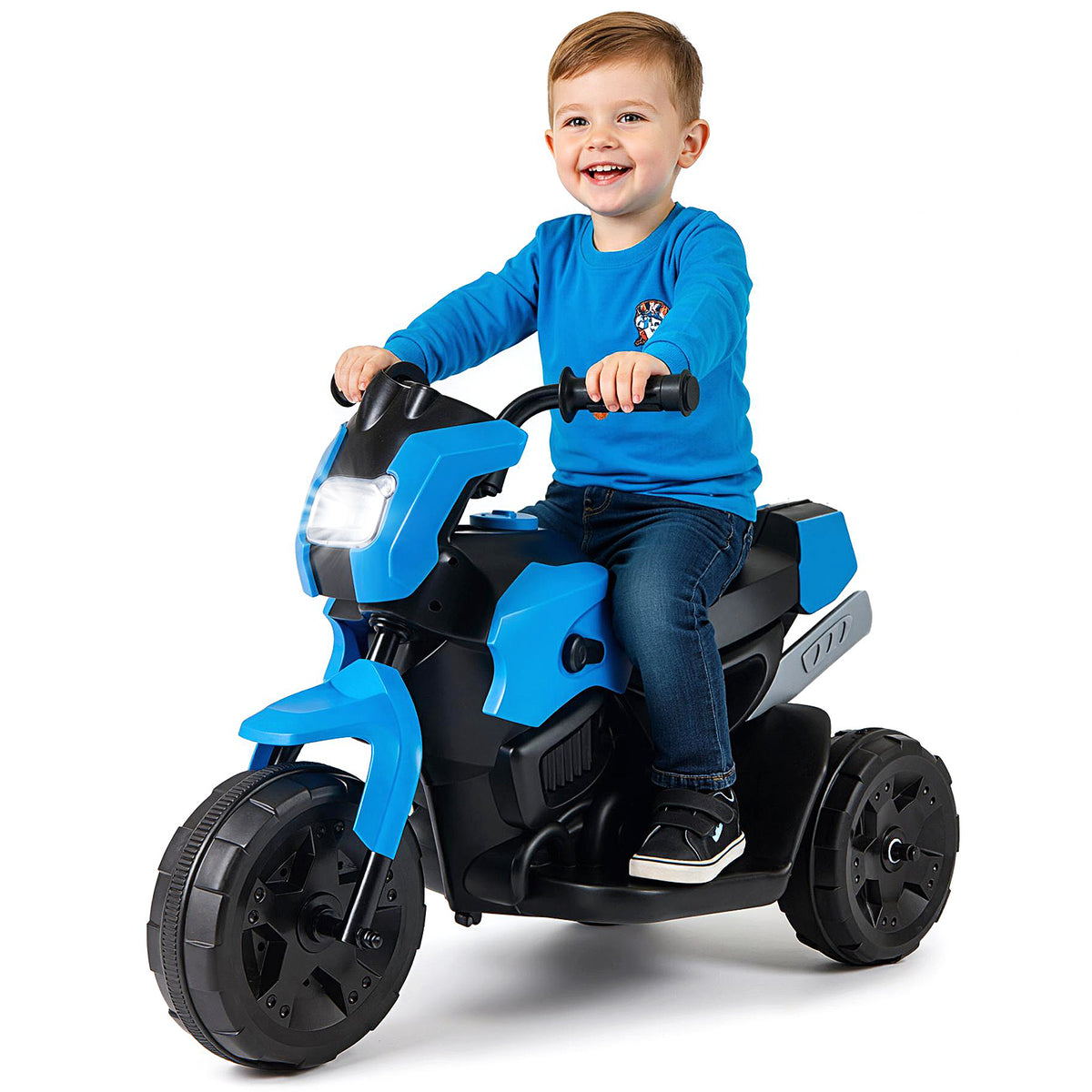 6V Kids 3-Wheel Ride on Motorbike with LED Headlight for Boys Girls Aged 37-72 Months-Navy