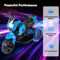 6V Kids 3-Wheel Ride on Motorbike with LED Headlight for Boys Girls Aged 37-72 Months-Navy