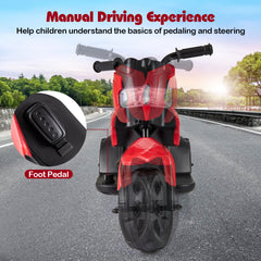 6V Kids 3-Wheel Ride on Motorbike with LED Headlight for Boys Girls Aged 37-72 Months-Red