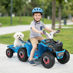 6V Kids Electric Quad with Removable Back Trailer Toddler Ride On ATV-Blue