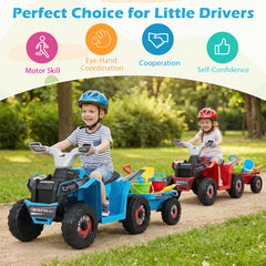 6V Kids Electric Quad with Removable Back Trailer Toddler Ride On ATV-Blue