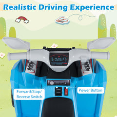 6V Kids Electric Quad with Removable Back Trailer Toddler Ride On ATV-Blue