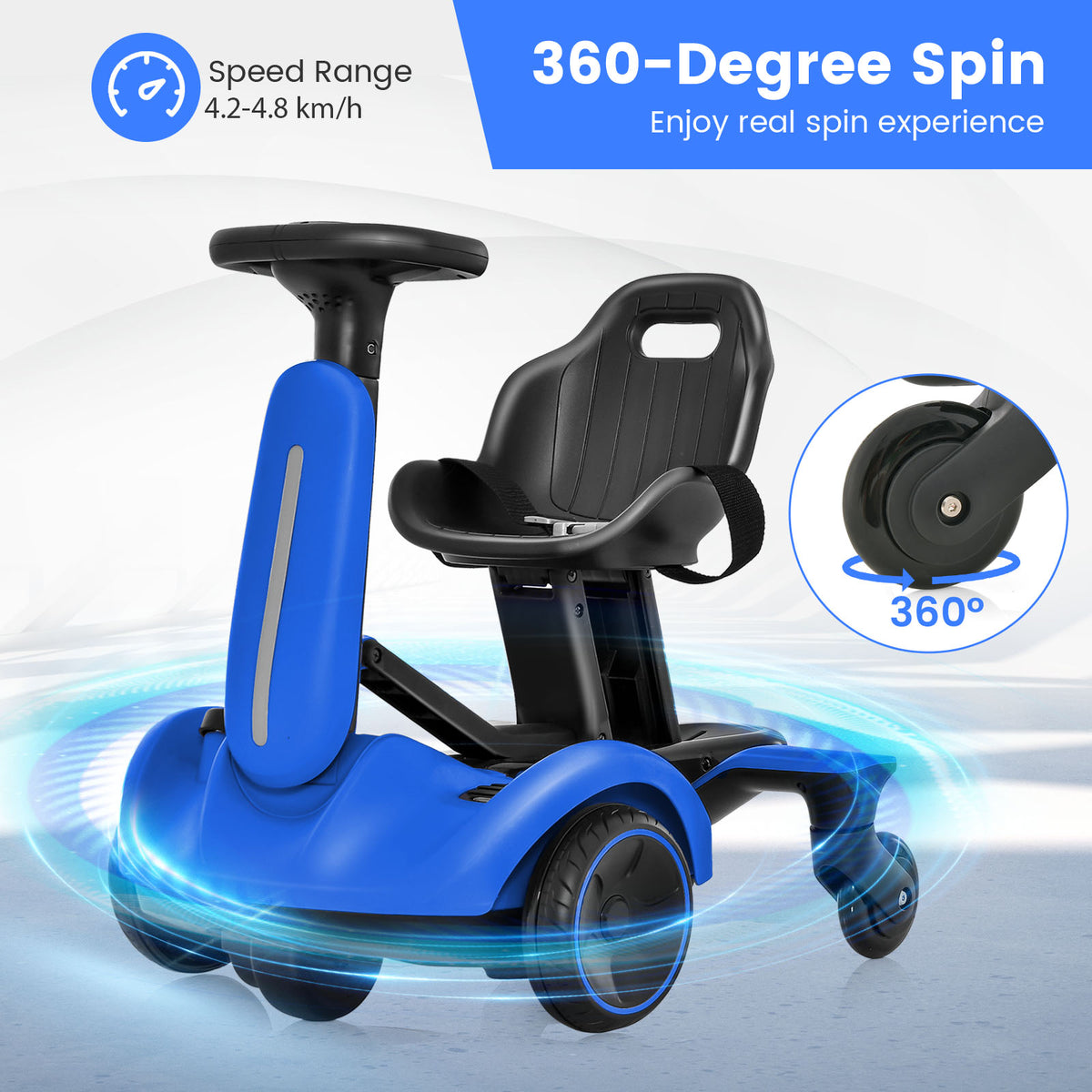 6V Electric Ride on Drift Car for Kids Aged 3-8 Years Old-Blue