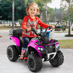 6V Kids Electric Quad Bike with Spray Function and Storage Box-Pink