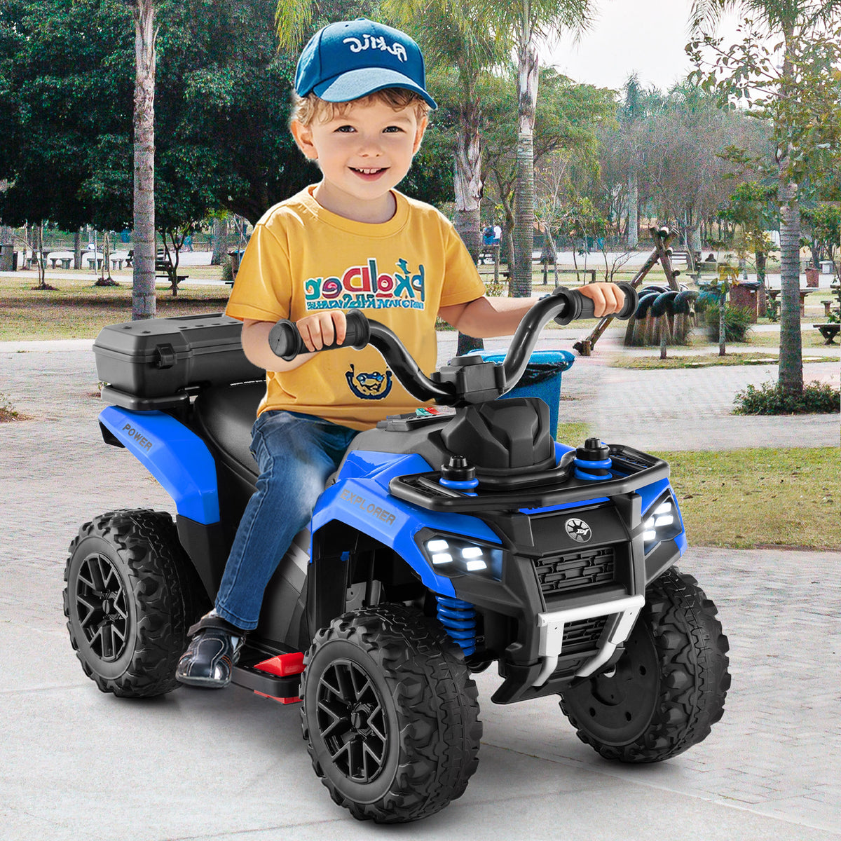 6V Kids Electric Quad Bike with Spray Function and Storage Box-Blue