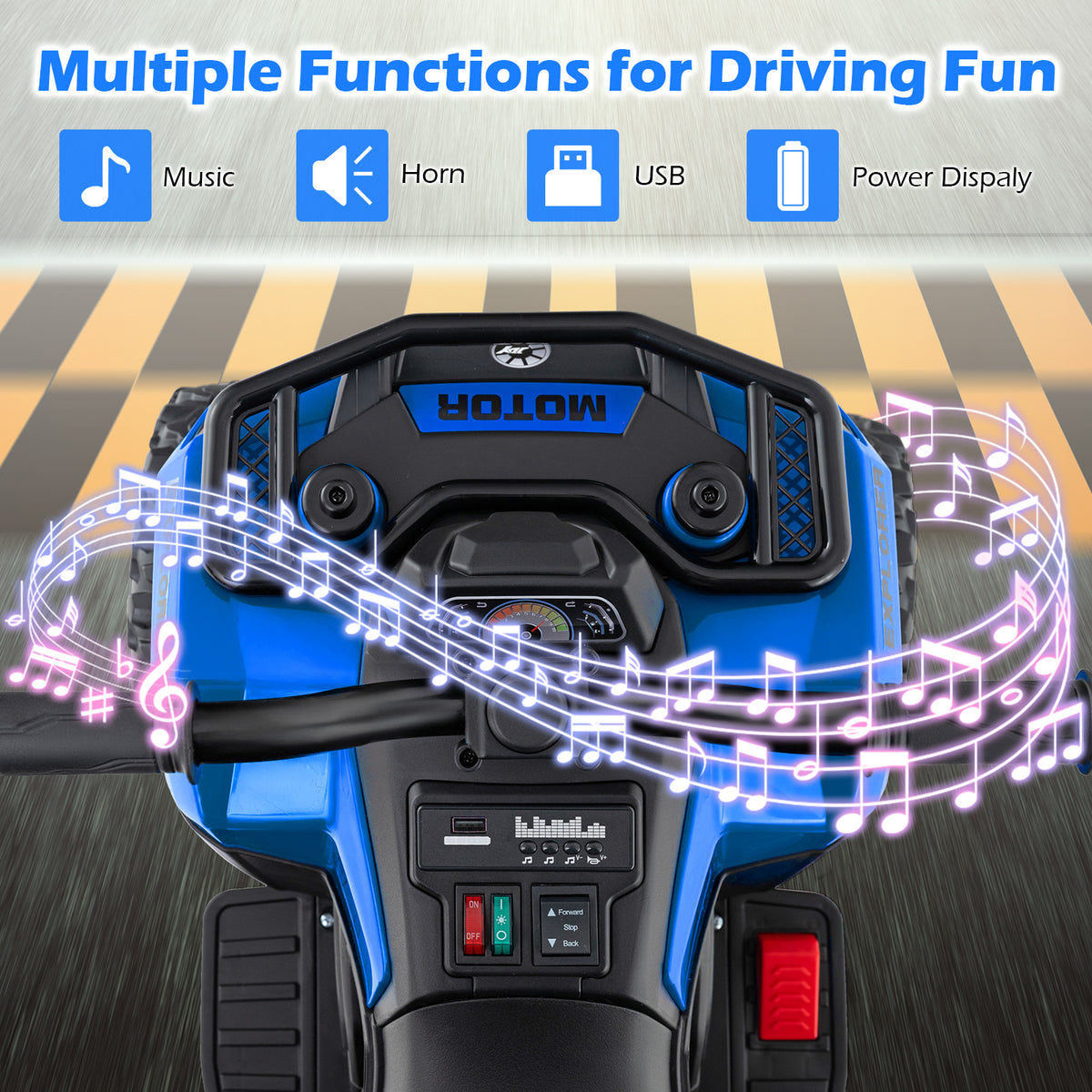 6V Kids Electric Quad Bike with Spray Function and Storage Box-Blue