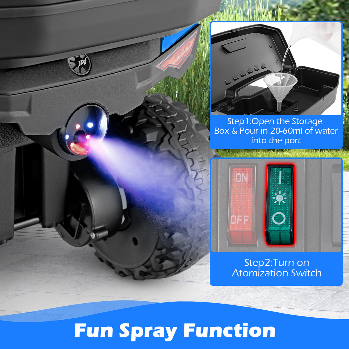 6V Kids Electric Quad Bike with Spray Function and Storage Box-Blue