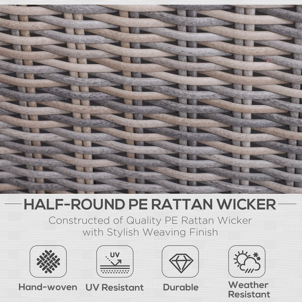 Outsunny 5 Piece Rattan Garden Furniture Set w/ 10cm Thick Cushions, Aluminium Frame Wicker Outdoor Balcony Sofa Set with