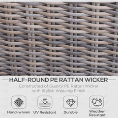 Outsunny 5 Piece Rattan Garden Furniture Set w/ 10cm Thick Cushions, Aluminium Frame Wicker Outdoor Balcony Sofa Set with