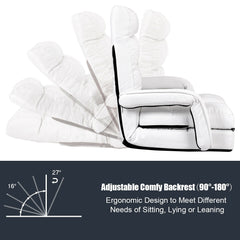 Adjustable Folding Floor Lazy Chair with Pillow-White