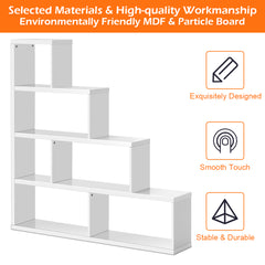 6-Cube Ladder Bookcase for Living Room Study Office-White