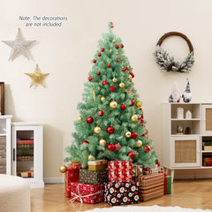 6 FT Artificial Xmas Tree with 688 Branch Tips and 250 Warm White LED Lights-Green