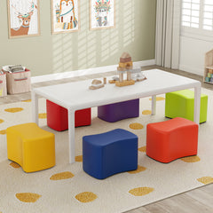 6-Piece Butterfly Stools Modular Soft Foam Seating Set with Waterproof PU Cover-Rainbow