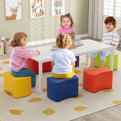 6-Piece Butterfly Stools Modular Soft Foam Seating Set with Waterproof PU Cover-Rainbow