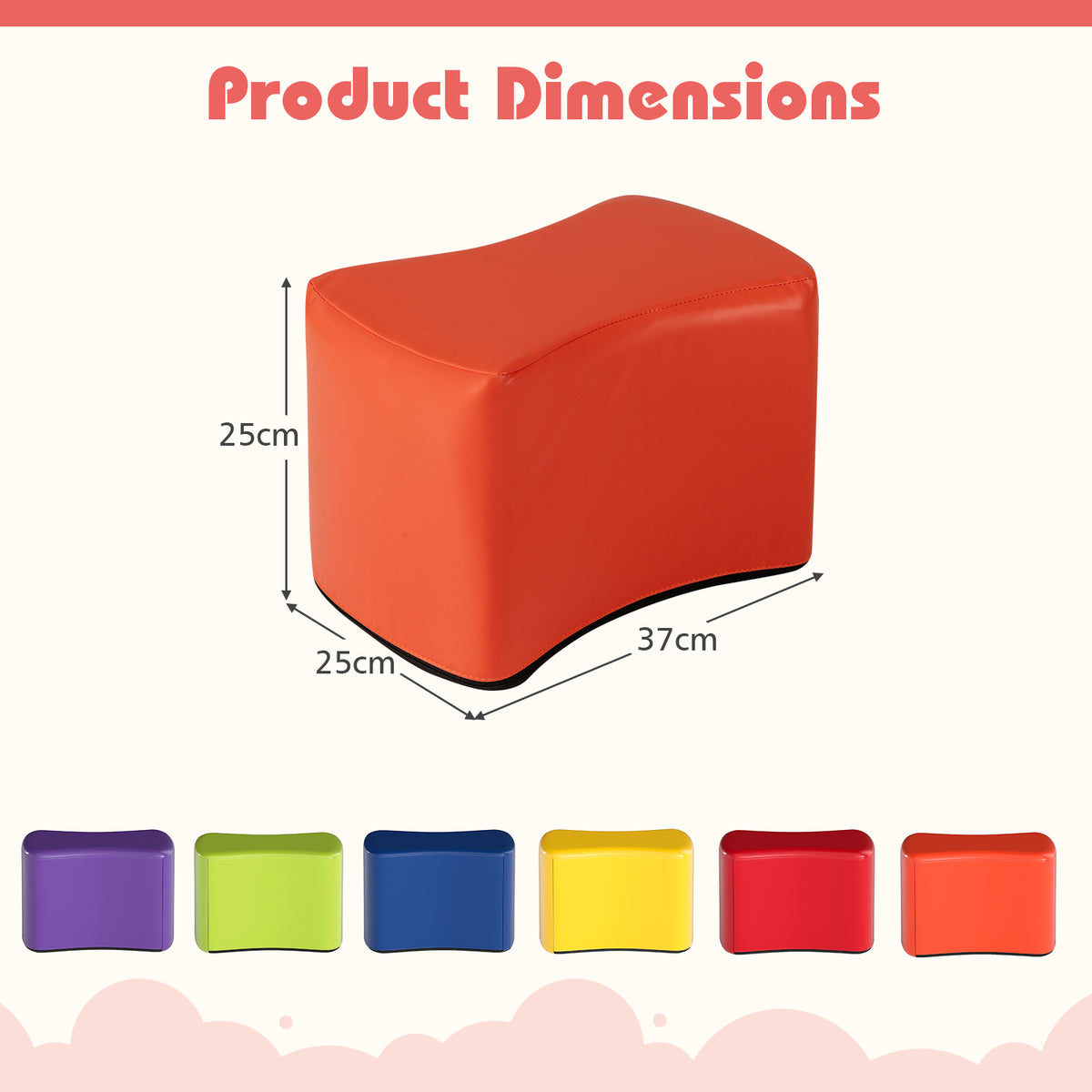 6-Piece Butterfly Stools Modular Soft Foam Seating Set with Waterproof PU Cover-Rainbow