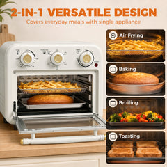 HOMCOM Air Fryer Toaster Oven, Convection Countertop Oven, with Adjustable Temperature and Timer, 12 L, Cream White