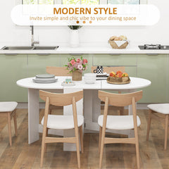 HOMCOM Folding Dining Table, Drop Leaf Table for Small Spaces, Oval Tabletop for Dining Room, Ash Wood-Effect