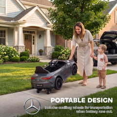 AIYAPLAY Licensed Mercedes AMG Kids Electric Car, 12V Ride On Car with Dual Motors, Remote Control for 3-6 Years, Grey