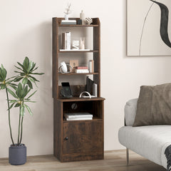 6-Tier Nightstand with Charging Station Bedside Tables Tall Night Stands-Rustic Brown