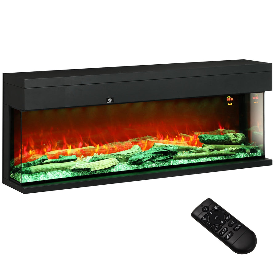 HOMCOM Adjustable Flame Glass Panel Convector Heater