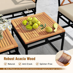 7 Piece Outdoor Conversation Set with Ottomans for Porch-Beige