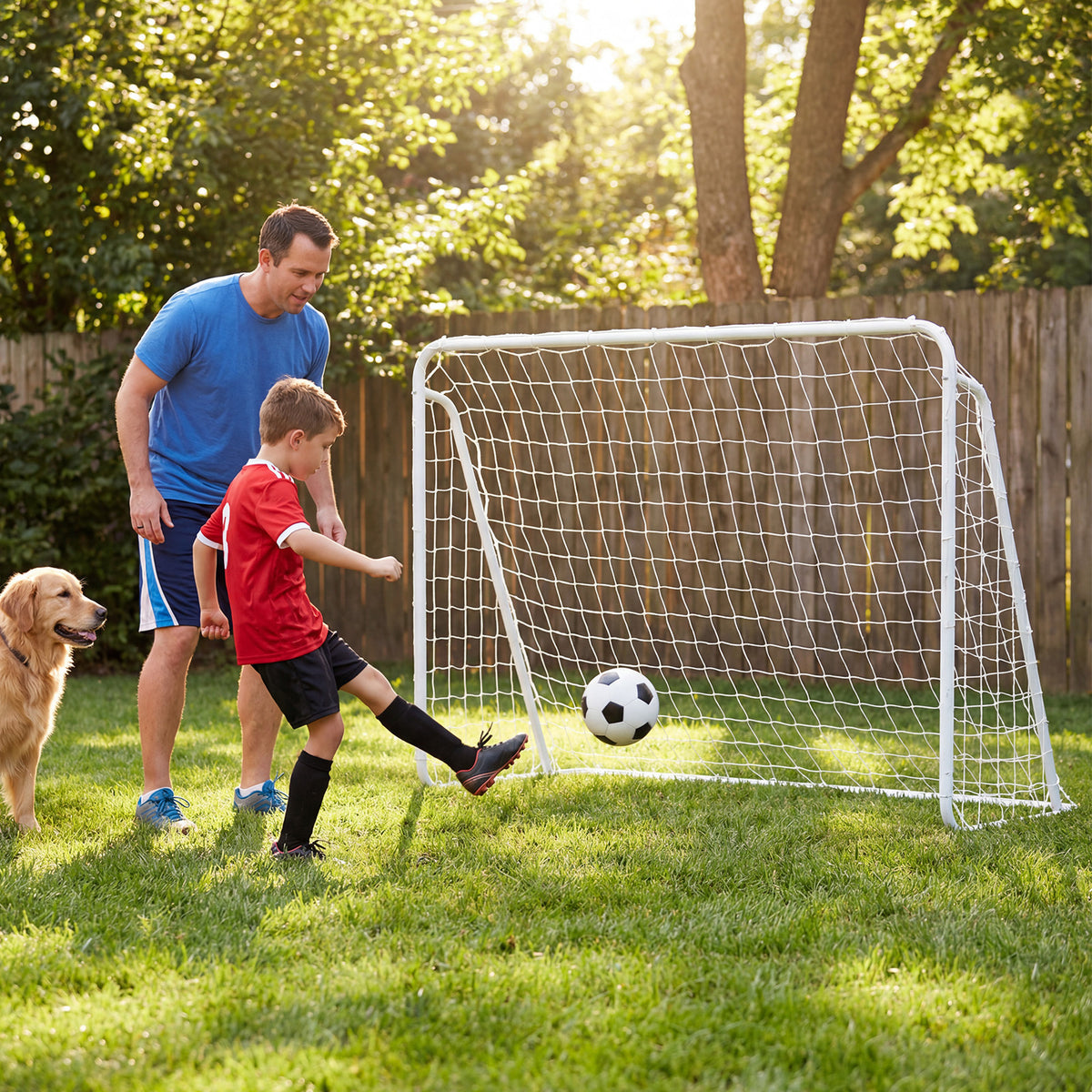 215 x 152 cm Soccer Goal Set for Backyard with Removable Target Cloth