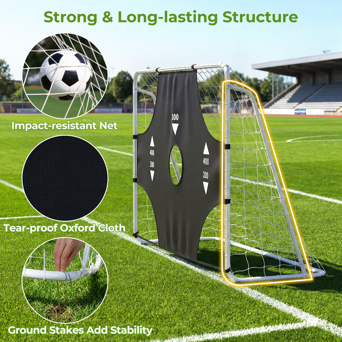 215 x 152 cm Soccer Goal Set for Backyard with Removable Target Cloth
