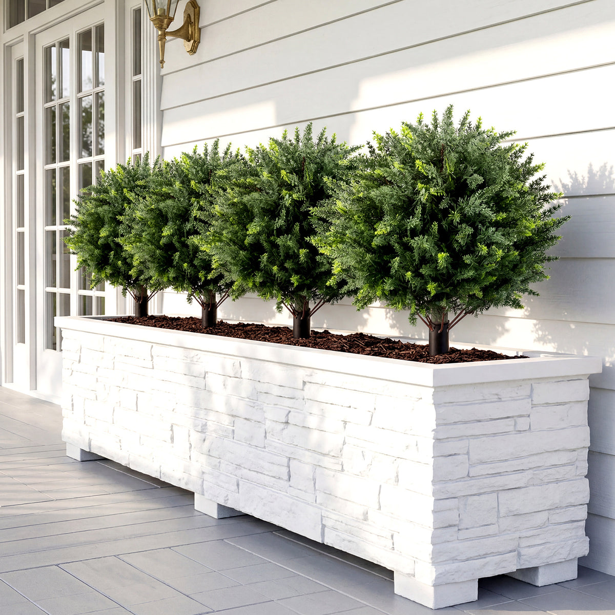 70 CM Artificial Cypress Topiary Trees Set of 2 with Ground Spikes