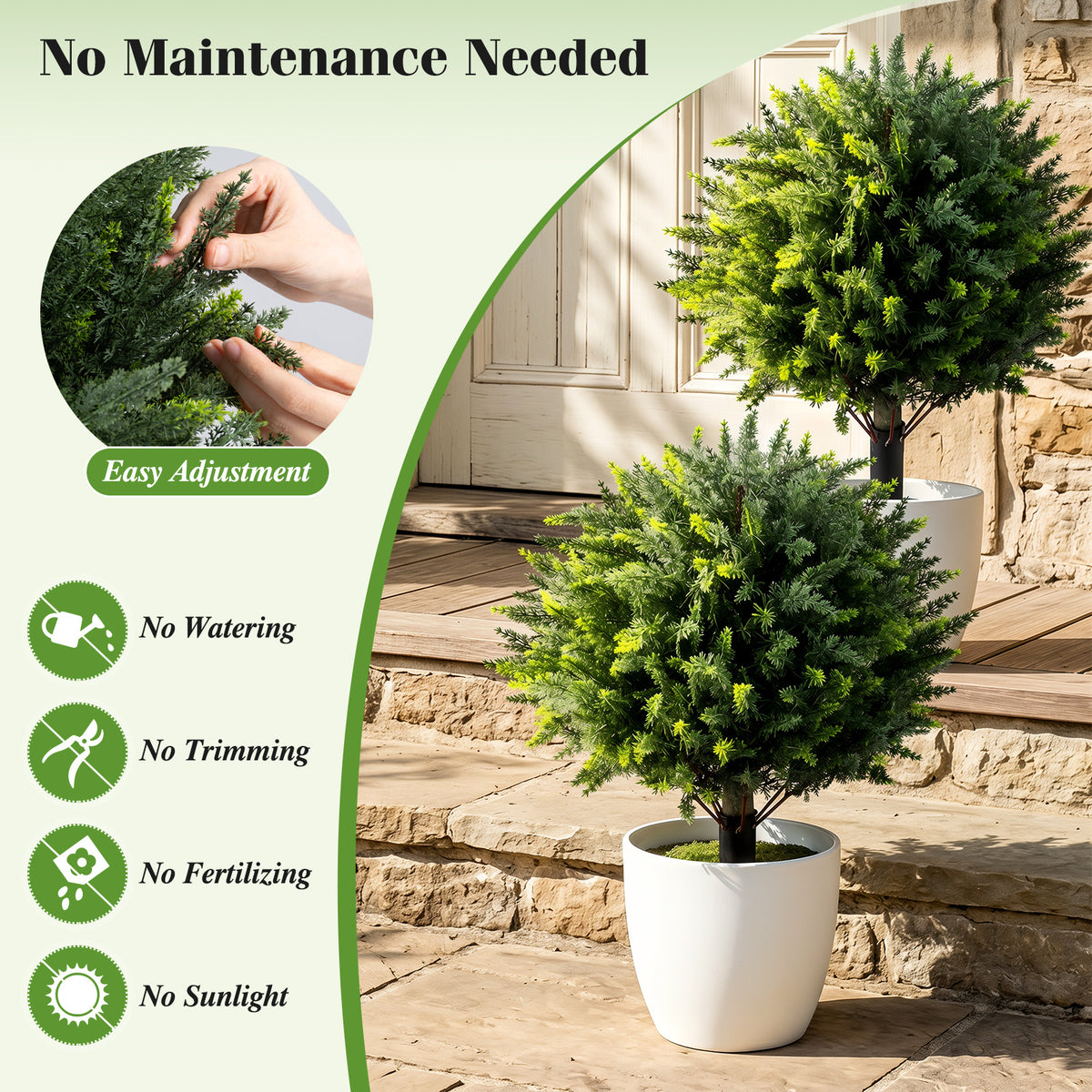 70 CM Artificial Cypress Topiary Trees Set of 2 with Ground Spikes