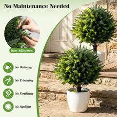 70 CM Artificial Cypress Topiary Trees Set of 2 with Ground Spikes
