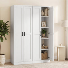 70" Tall Storage Cabinet with Doors and Adjustable Shelves for Kitchen-White
