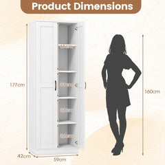 70" Tall Storage Cabinet with Doors and Adjustable Shelves for Kitchen-White