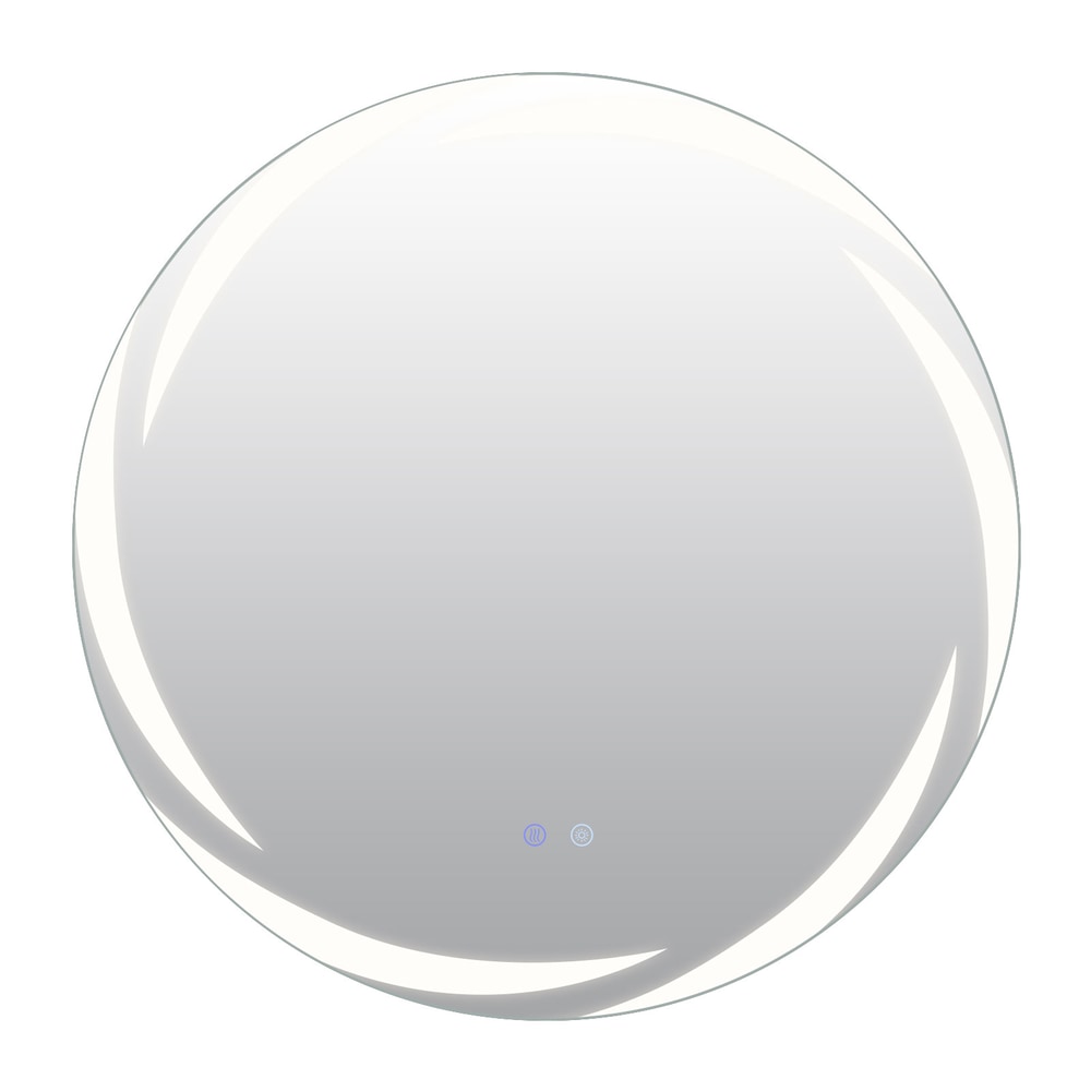 The circular mirror with integrated LED lighting and touch controls