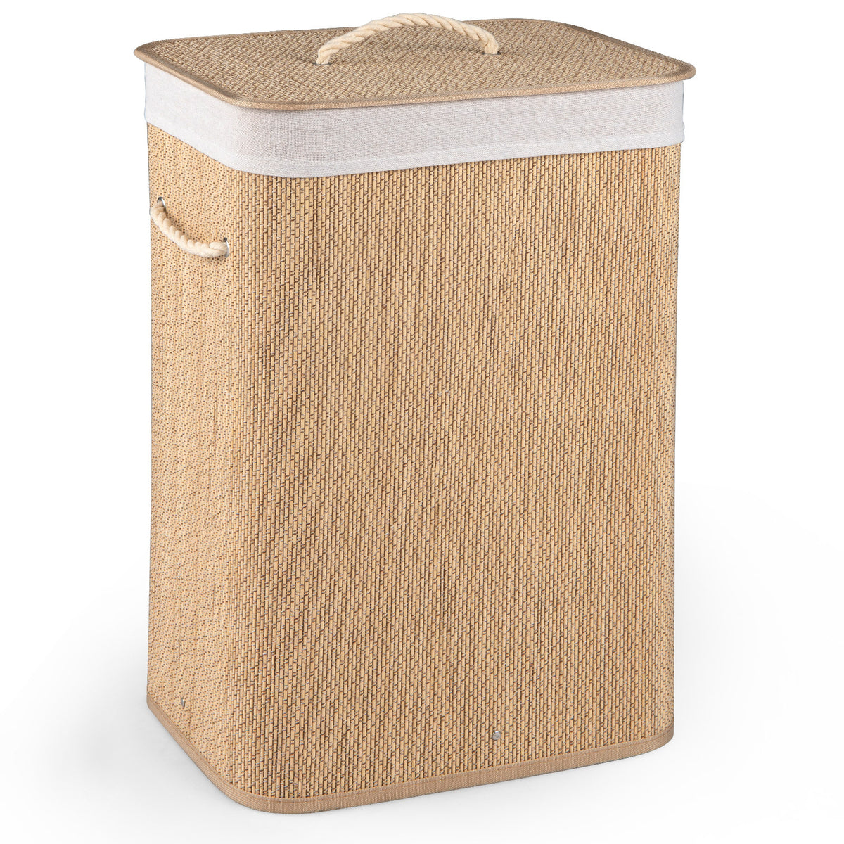 72 L Capacity Bamboo Laundry Hamper with Lid and Removable Liner for Bedroom-Natrual