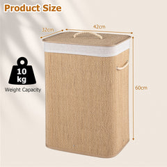 72 L Capacity Bamboo Laundry Hamper with Lid and Removable Liner for Bedroom-Natrual