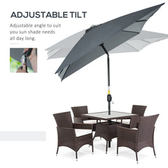 Outsunny 3x2m Garden Parasol Umbrella with Aluminium Pole, Tilt and Crank, Rectangular Outdoor Table Parasol Sun Shade for Patio, Dark Grey
