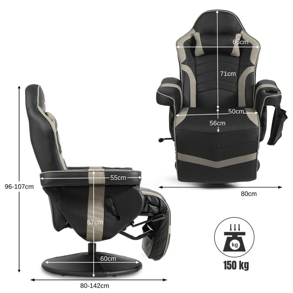 Dimensions and weight capacity of the grey gaming chair